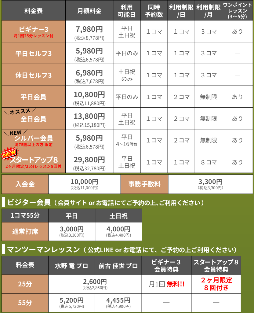 料金表