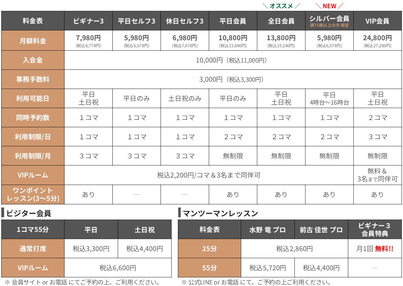 料金表